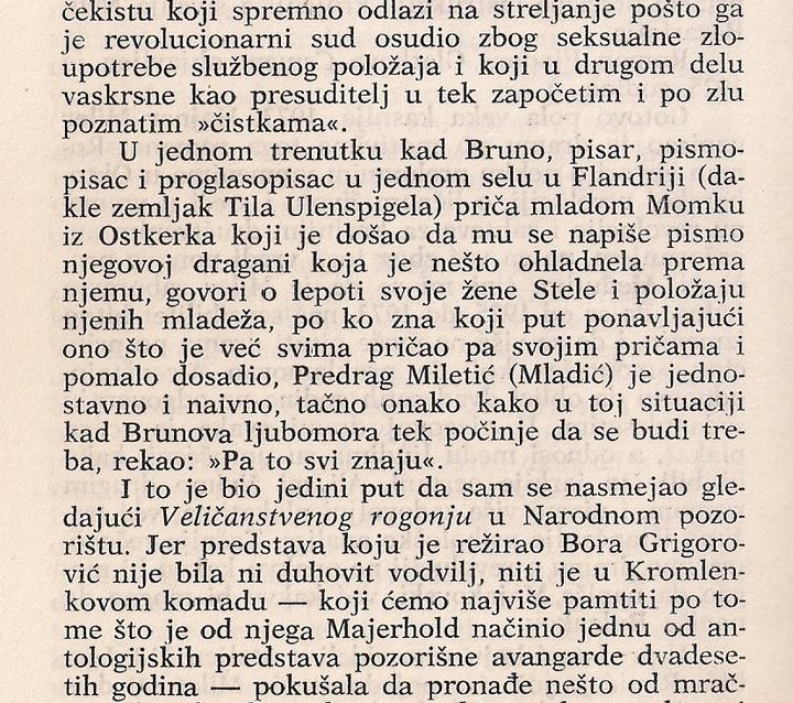 Jovan Hristić o „Veličanstvenom rogonji”, „Pozorište, pozorište II”
